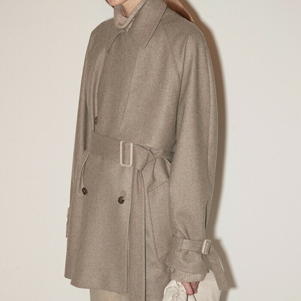NWT CHICJOC Women 100% Cashmere Oversized Serenity Trench Coat with silk lining